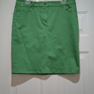 Talbots Classic Green Denim Skirt Size 14